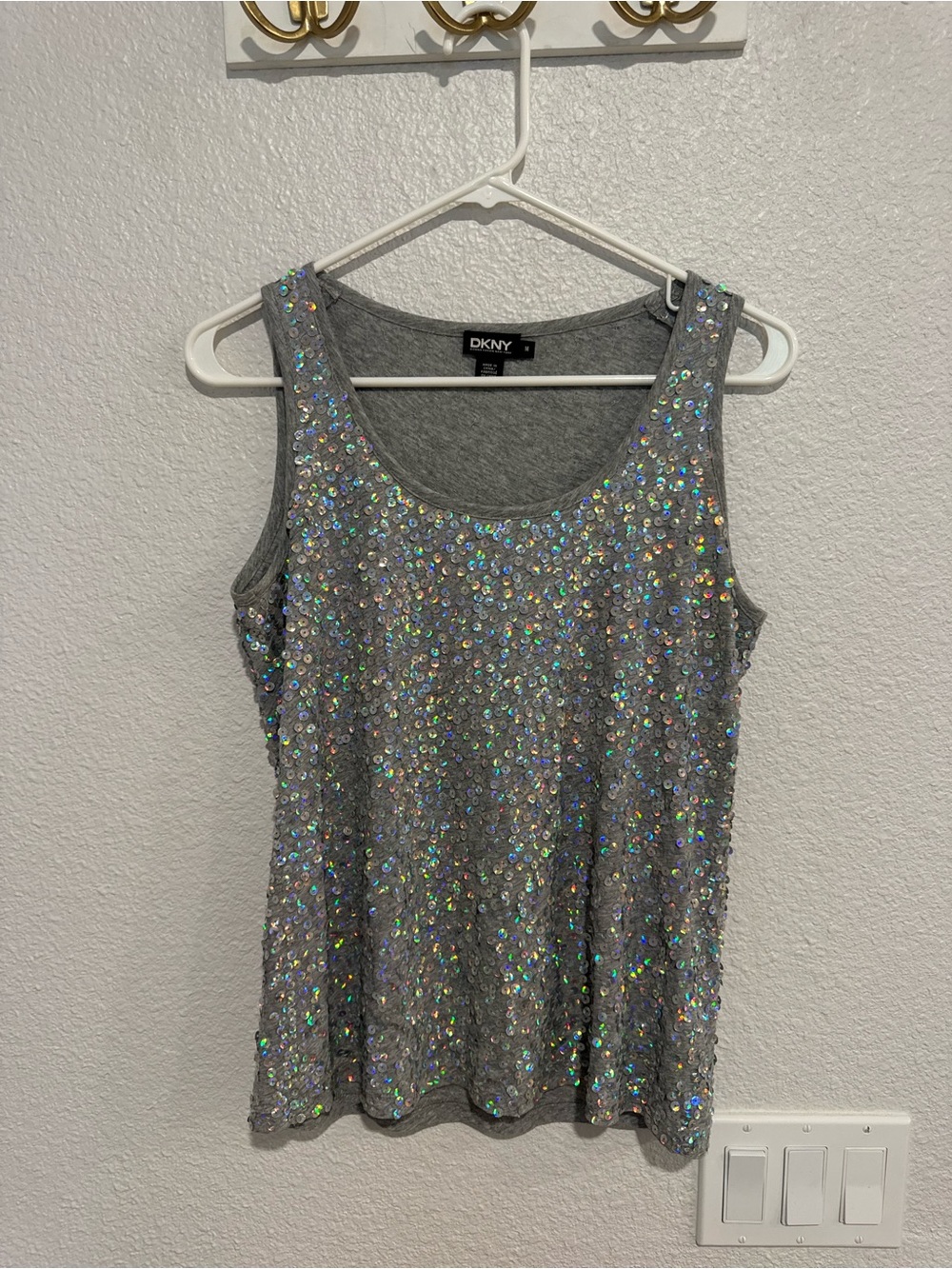 DKNY Silver Sequin Tank Top